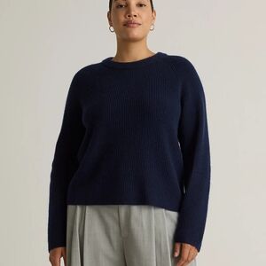 QUINCE MONGOLIAN CASHMERE FISHERMAN KNIT TRUE NAVY NWT
